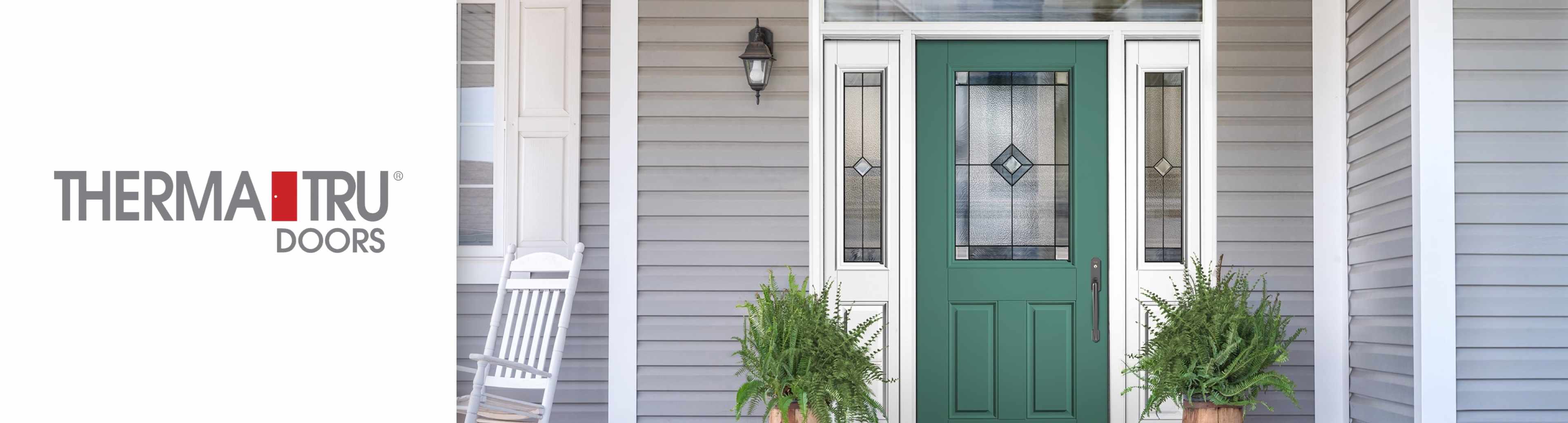 Therma Tru Doors logo with front door of house