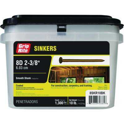 Grip-Rite 8d x 2-3/8 In. Coated Sinker Framing Nails (1300 Ct., 10 Lb.)