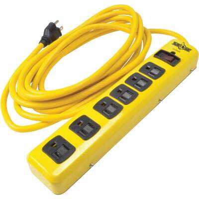 Yellow Jacket 6-Outlet 1440J Hi-Vis Yellow Surge Protector Strip with 15 Ft. Cord