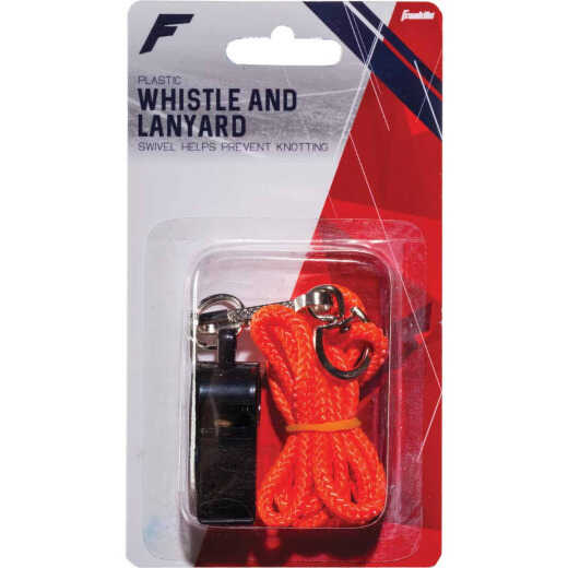 Franklin Black Plastic Whistle with Lanyard